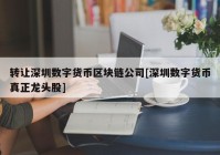 转让深圳数字货币区块链公司[深圳数字货币真正龙头股]